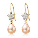 14K Filled Earrings 7.5-8mm Natural Freshwater Pearl Drop Earrings