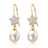14K Filled Earrings 7.5-8mm Natural Freshwater Pearl Drop Earrings