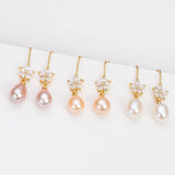 14K Filled Earrings 7.5-8mm Natural Freshwater Pearl Drop Earrings