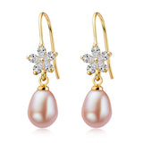 14K Filled Earrings 7.5-8mm Natural Freshwater Pearl Drop Earrings