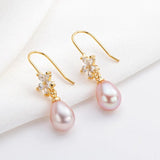 14K Filled Earrings 7.5-8mm Natural Freshwater Pearl Drop Earrings