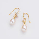 14K Filled Earrings 7.5-8mm Natural Freshwater Pearl Drop Earrings