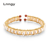 14K Filled Twisted Bracelet 5.5-6mm Pearl Bangle Women Jewelry