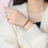 14K Filled Twisted Bracelet 5.5-6mm Pearl Bangle Women Jewelry