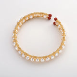 14K Filled Twisted Bracelet 5.5-6mm Pearl Bangle Women Jewelry