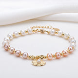 14K Filled Ginkgo Leaf Bracelet with Freshwater Pearl Charm - Birthday Jewelry