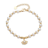14K Filled Ginkgo Leaf Bracelet with Freshwater Pearl Charm - Birthday Jewelry