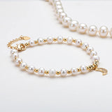 14K Filled Moon Charm Bracelet for Women with Natural Freshwater Pearls