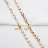 14K Filled Moon Charm Bracelet for Women with Natural Freshwater Pearls