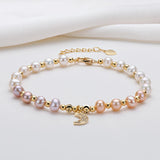 14K Filled Moon Charm Bracelet for Women with Natural Freshwater Pearls