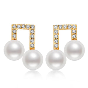 Musical Note Pearl Stud Earrings 6-6.5mm Fine Jewelry