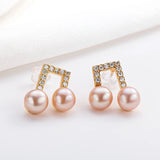 Musical Note Pearl Stud Earrings 6-6.5mm Fine Jewelry