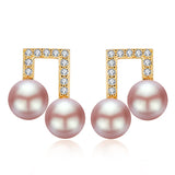 Musical Note Pearl Stud Earrings 6-6.5mm Fine Jewelry