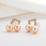 Musical Note Pearl Stud Earrings 6-6.5mm Fine Jewelry