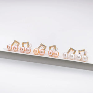 Musical Note Pearl Stud Earrings 6-6.5mm Fine Jewelry