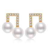 Musical Note Pearl Stud Earrings 6-6.5mm Fine Jewelry