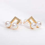 Musical Note Pearl Stud Earrings 6-6.5mm Fine Jewelry