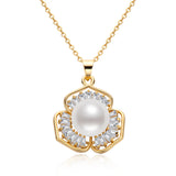 14K Filled Necklace 9.5-10mm Freshwater Pearl Flower Necklace Women Jewelry