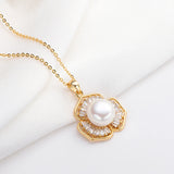 14K Filled Necklace 9.5-10mm Freshwater Pearl Flower Necklace Women Jewelry