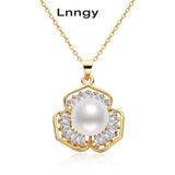 14K Filled Necklace 9.5-10mm Freshwater Pearl Flower Necklace Women Jewelry