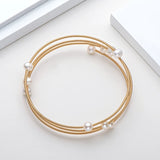 14K Filled Pearl Bangle Flower 5-7mm Natural Freshwater Pearl Bangle