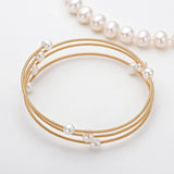 14K Filled Pearl Bangle Flower 5-7mm Natural Freshwater Pearl Bangle