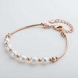 14K Filled Pearl Bracelet 6-7mm Freshwater Pearl Rose Chain Bracelet