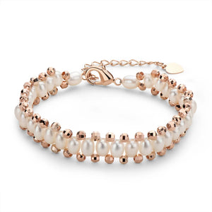 14K Filled Pearl Bracelet Freshwater 4-5mm Oval Pearl Chain Bracelet