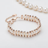 14K Filled Pearl Bracelet Freshwater 4-5mm Oval Pearl Chain Bracelet