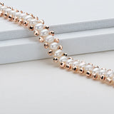 14K Filled Pearl Bracelet Freshwater 4-5mm Oval Pearl Chain Bracelet