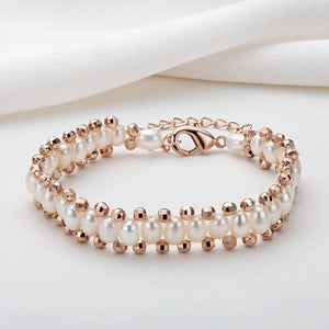 14K Filled Pearl Bracelet Freshwater 4-5mm Oval Pearl Chain Bracelet