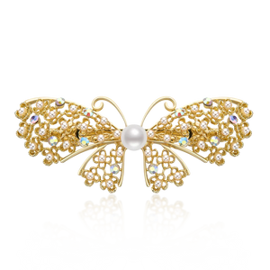 14K Filled Pearl Butterfly Hair Clips 8.5-9mm Freshwater Pearls Hair Clips
