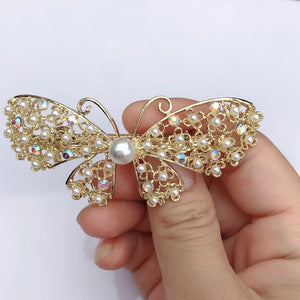 14K Filled Pearl Butterfly Hair Clips 8.5-9mm Freshwater Pearls Hair Clips