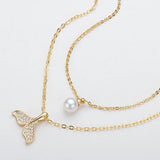 14K Filled Pearl Fishtail Necklace 5.5-6mm Natural Freshwater Pearl 36m