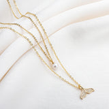 14K Filled Pearl Fishtail Necklace 5.5-6mm Natural Freshwater Pearl 36m