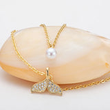 14K Filled Pearl Fishtail Necklace 5.5-6mm Natural Freshwater Pearl 36m