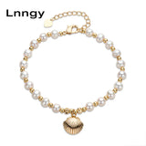 14K Filled Shell Pendant Bracelet with Natural Freshwater Pearls
