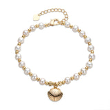 14K Filled Shell Pendant Bracelet with Natural Freshwater Pearls