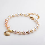 14K Filled Shell Pendant Bracelet with Natural Freshwater Pearls