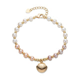 14K Filled Shell Pendant Bracelet with Natural Freshwater Pearls