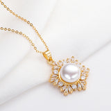 Snowflake Pearl Pendant Necklace, 14K Filled Chain