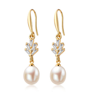 14K Filled Pearl Drop Earrings Women Engagement Fine Jewelry