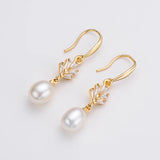 14K Filled Pearl Drop Earrings Women Engagement Fine Jewelry