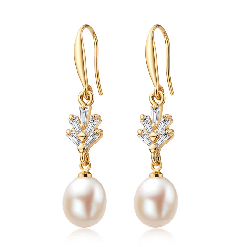 14K Filled Pearl Drop Earrings Women Engagement Fine Jewelry