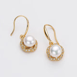 14K Filled Stud Earrings Natural Freshwater Pearl Flower Drop Earrings