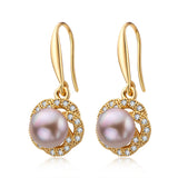 14K Filled Stud Earrings Natural Freshwater Pearl Flower Drop Earrings