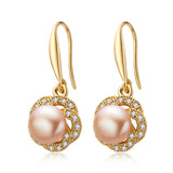 14K Filled Stud Earrings Natural Freshwater Pearl Flower Drop Earrings
