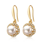 14K Filled Stud Earrings Natural Freshwater Pearl Flower Drop Earrings