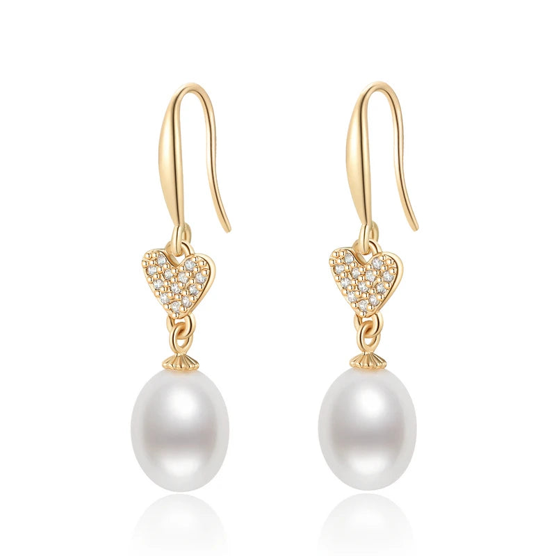 14K Filled Stud Earrings Heart-shaped Drop Earrings Women Fine Jewelry
