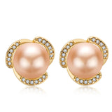 14K Filled Stud Earrings Freshwater Pearl Flower Earrings Women